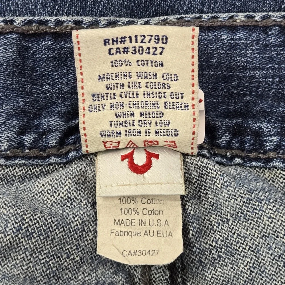 VINTAGE True Religion Men Jeans‎ 34 Blue Denim Billy Giant Big T Baggy 90s USA
